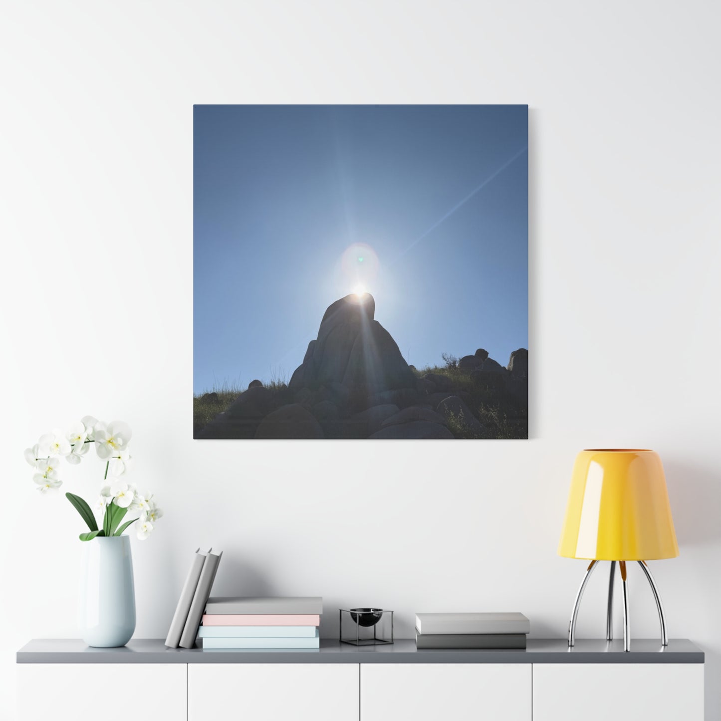 Sunburst Over Stone - Unique Frameless Canvas Wall Art - Art By Earth