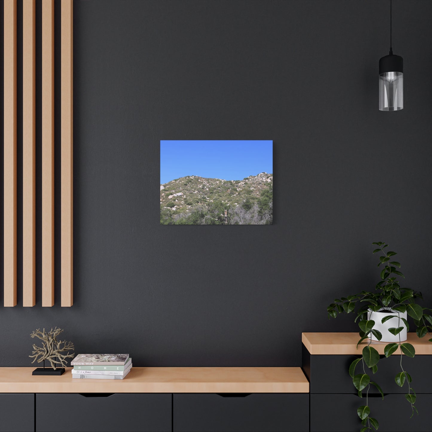 Rocky Hills with Desert Vegetation - Unique Frameless Canvas Wall Art