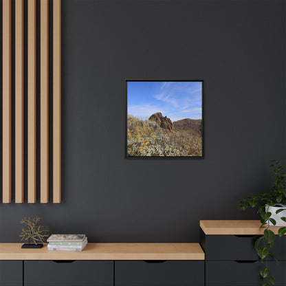 Golden Flowers in Arid Landscape - Unique Stretched Canvas Wall Art - Art By Earth