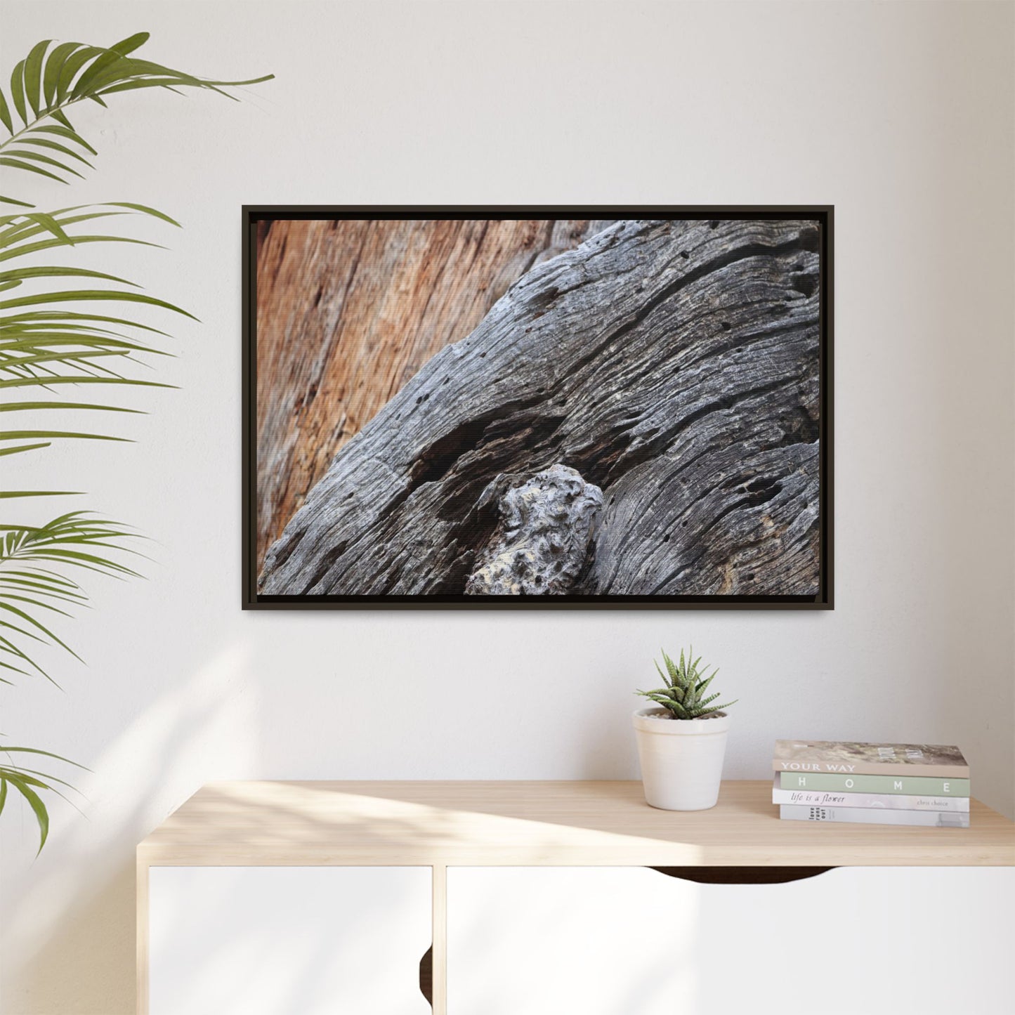 Time's Mark on Timber - Unique Stretched Canvas Wall Art - Art By Earth