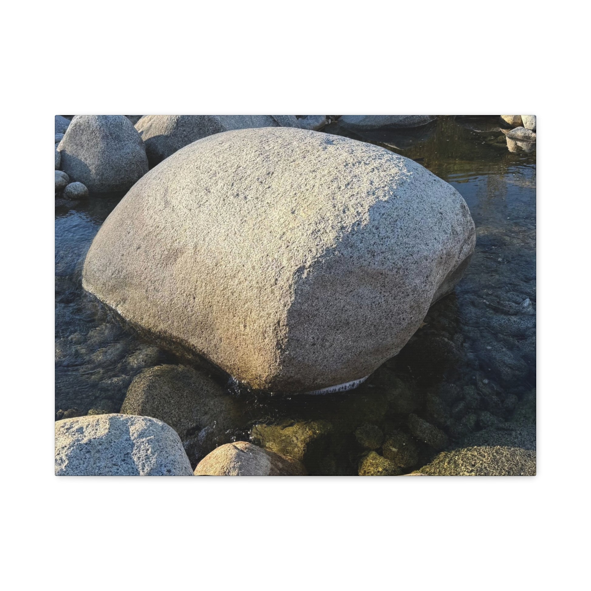 Boulder in Stream - Unique Frameless Canvas Wall Art - Art By Earth