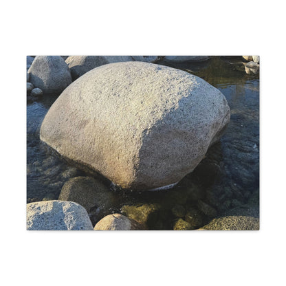Boulder in Stream - Unique Frameless Canvas Wall Art - Art By Earth