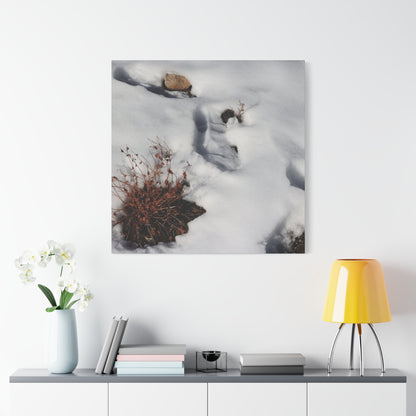 Snow's Tender Embrace - Unique Frameless Canvas Wall Art