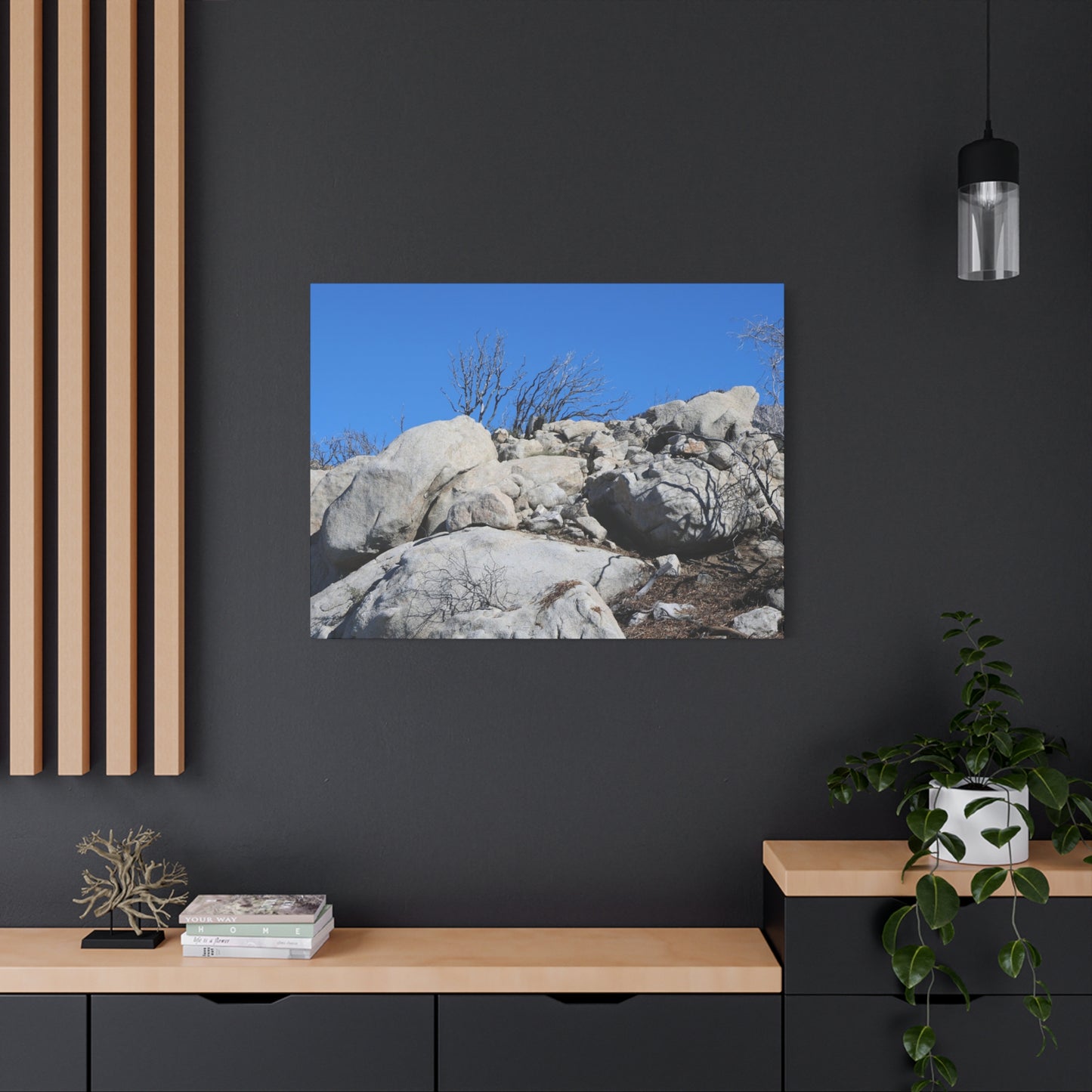 Desert Rocks Under Blue Sky - Unique Frameless Canvas Wall Art - Art By Earth