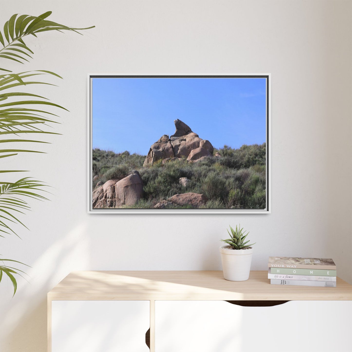 Sagebrush Landscape with Boulder Outcrop - Unique Stretched Canvas Wall Art - Art By Earth
