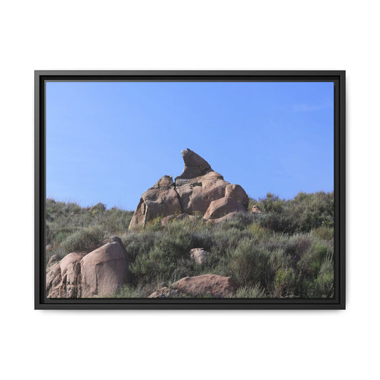 Sagebrush Landscape with Boulder Outcrop - Unique Stretched Canvas Wall Art - Art By Earth