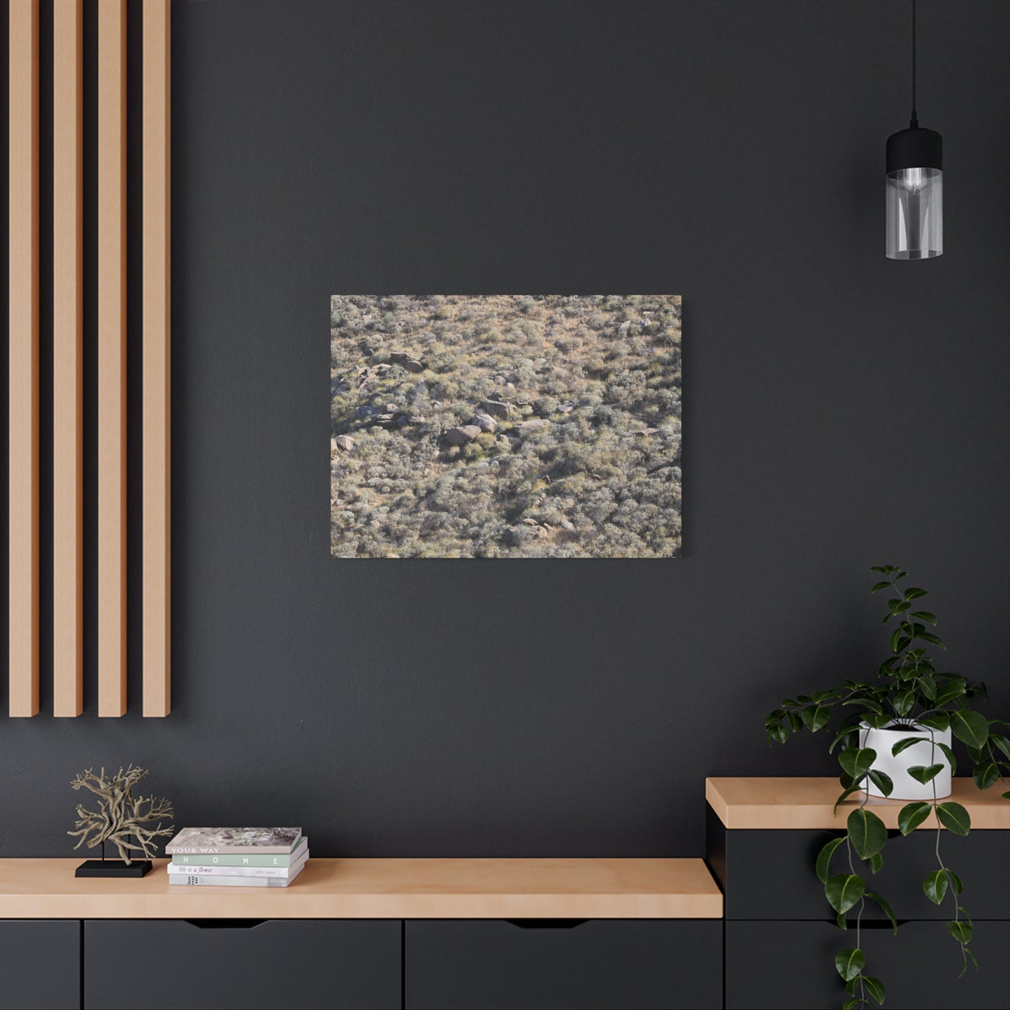 Desert Landscape with Scattered Rocks and Sage - Unique Frameless Canvas Wall Art - Art By Earth