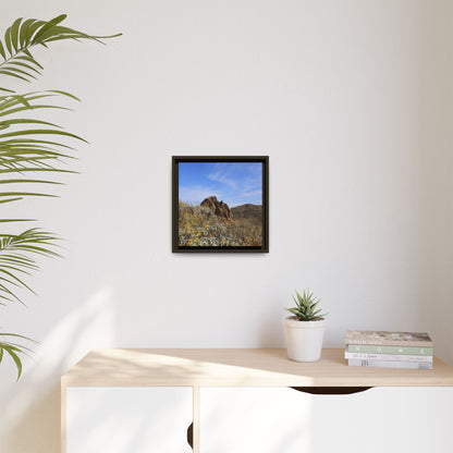 Golden Flowers in Arid Landscape - Unique Stretched Canvas Wall Art - Art By Earth