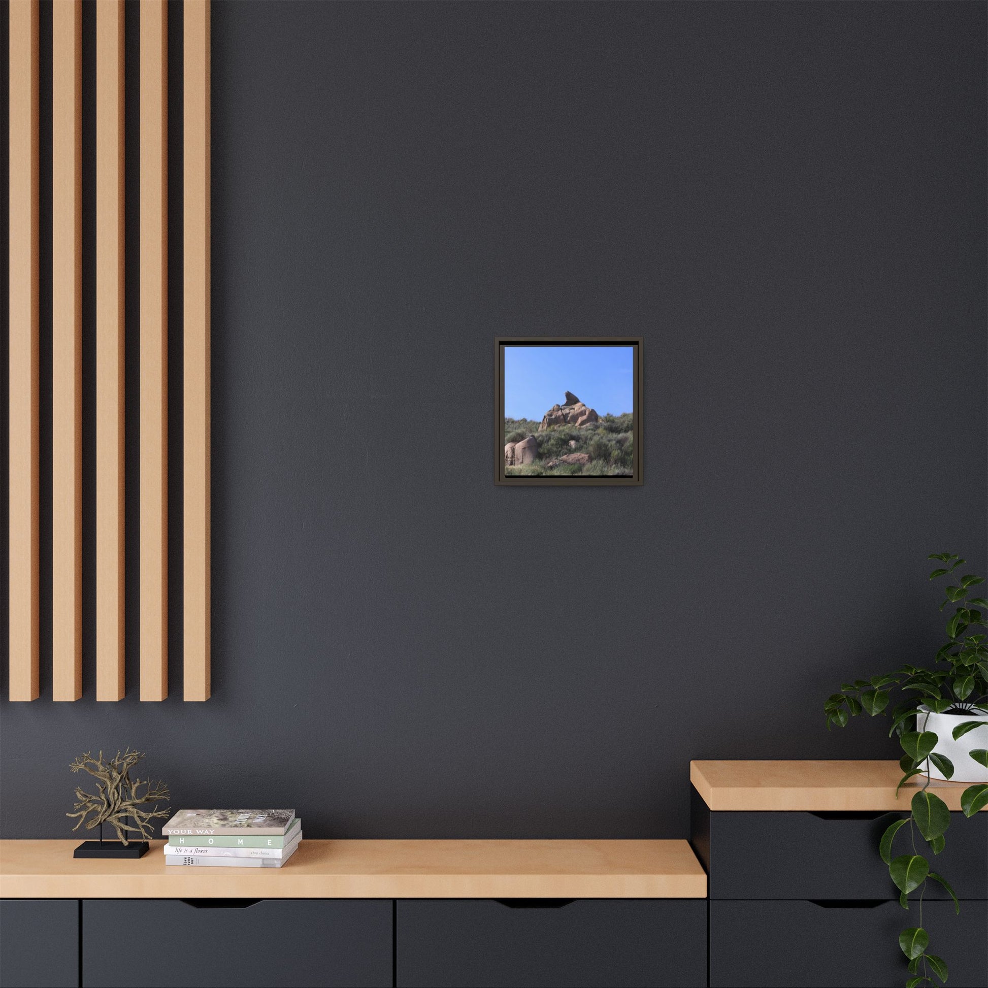 Sagebrush Landscape with Boulder Outcrop - Unique Stretched Canvas Wall Art - Art By Earth