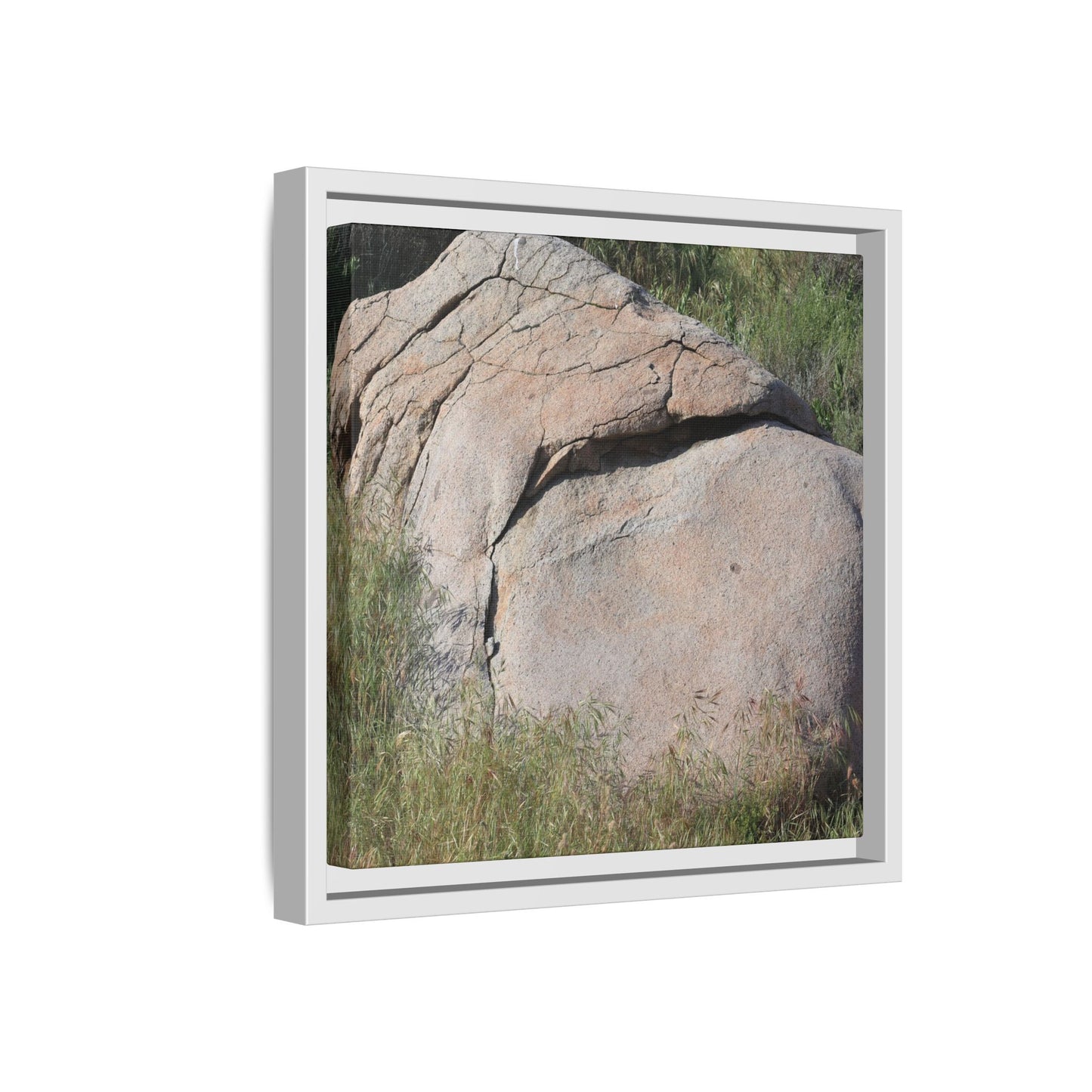 Stone Head Emerging from Earth - Unique Stretched Canvas Wall Art - Art By Earth