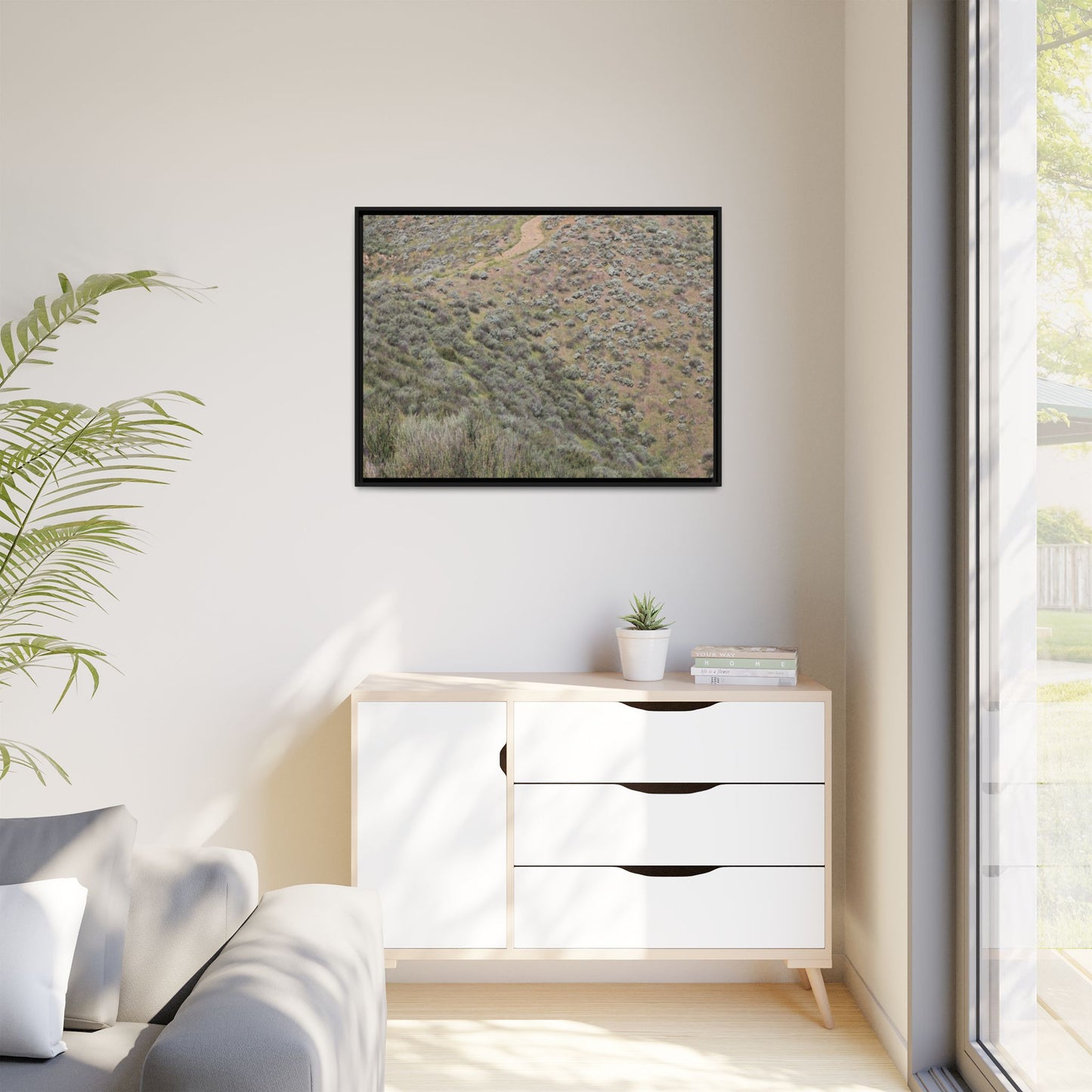 Arid Landscape with Winding Path - Unique Stretched Canvas Wall Art - Art By Earth