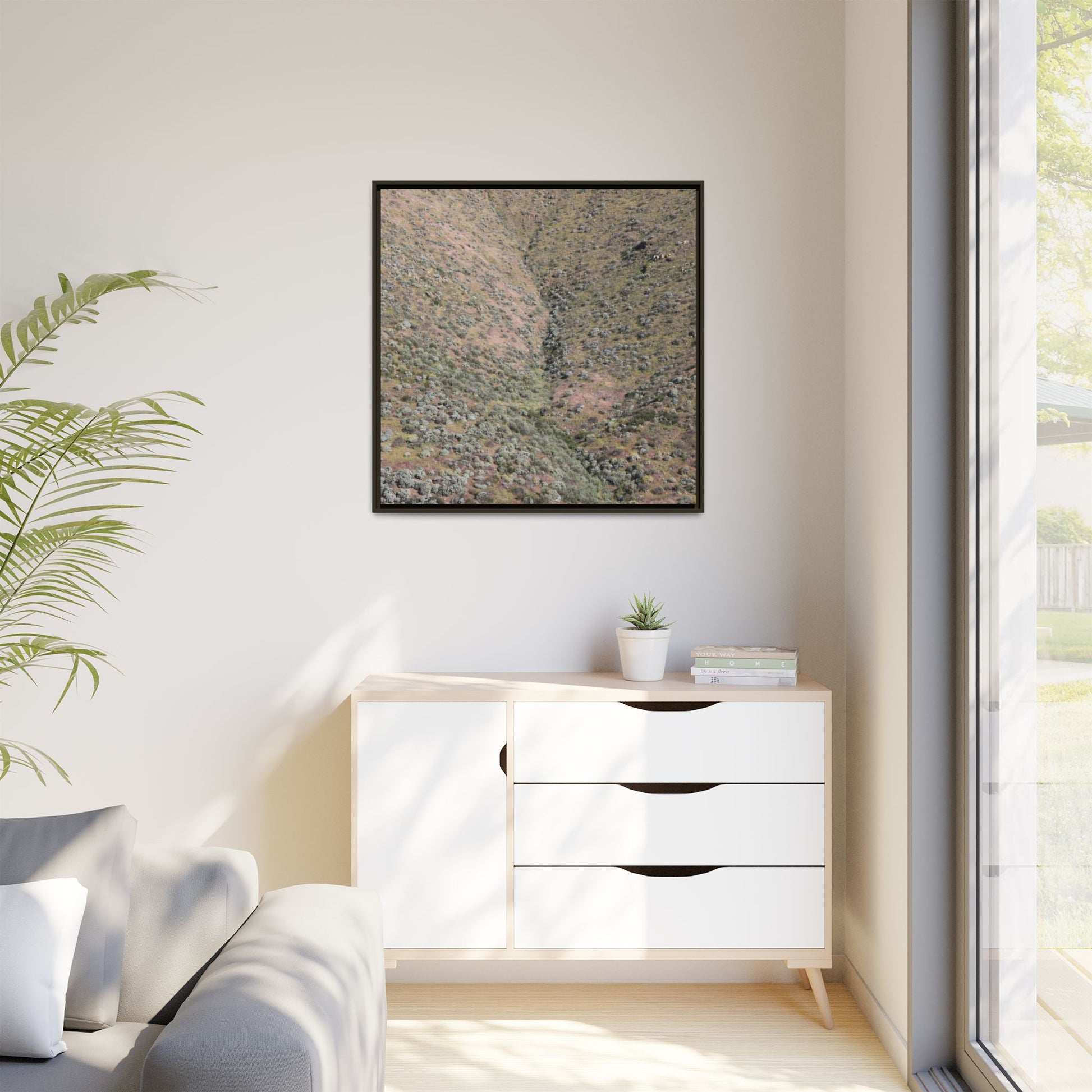 Mountain Slope with Desert Vegetation - Unique Stretched Canvas Wall Art - Art By Earth