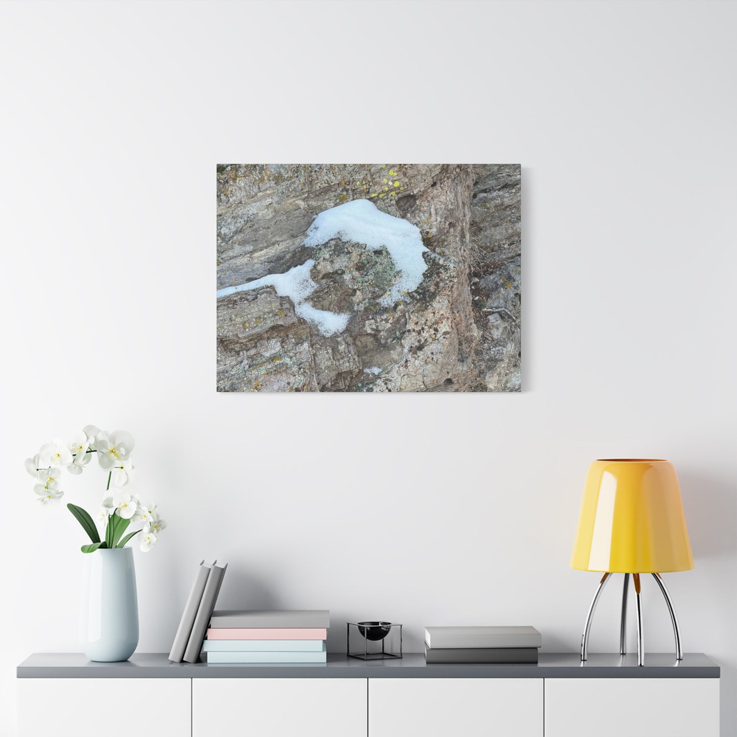 Snow on Stone - Unique Frameless Canvas Wall Art