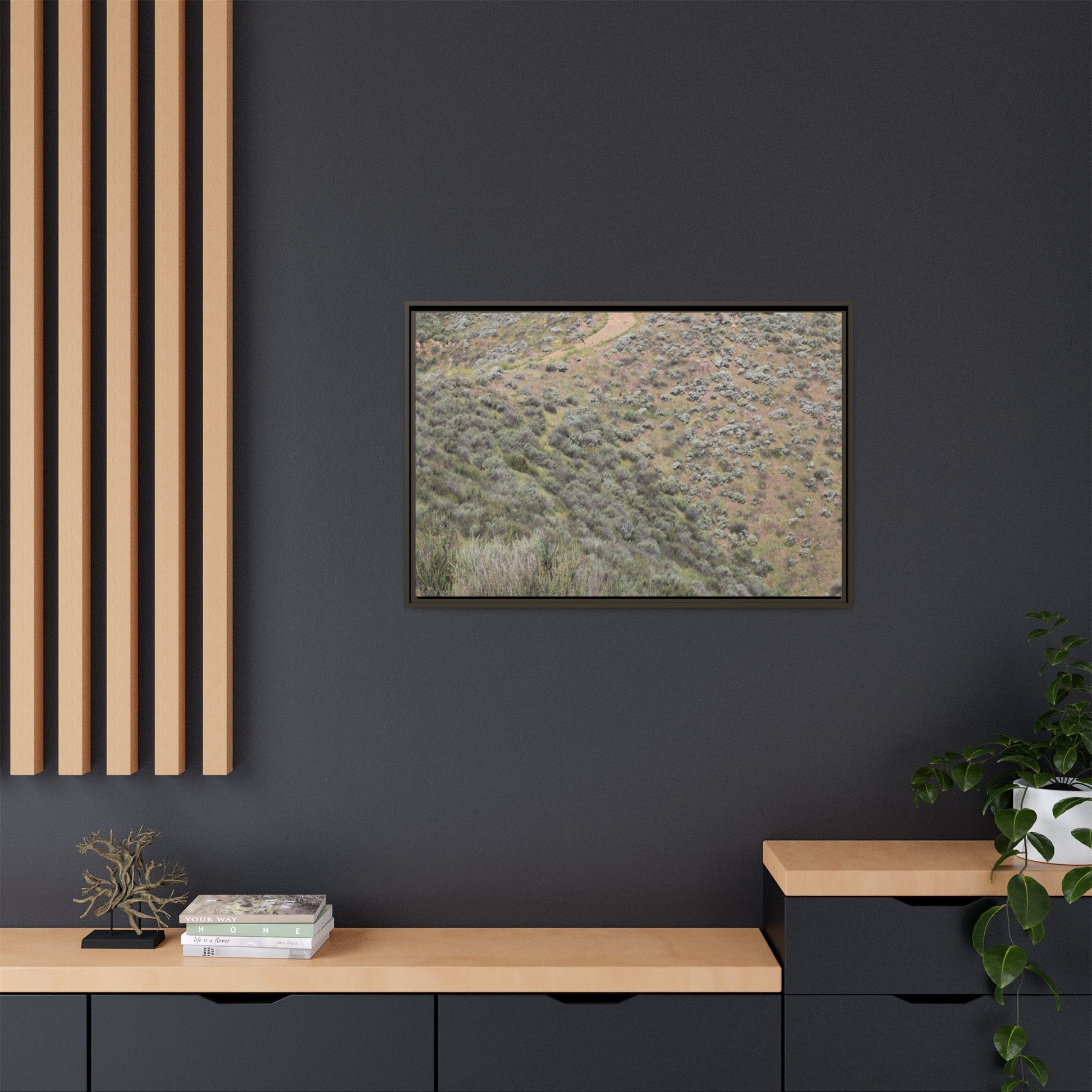 Arid Landscape with Winding Path - Unique Stretched Canvas Wall Art - Art By Earth