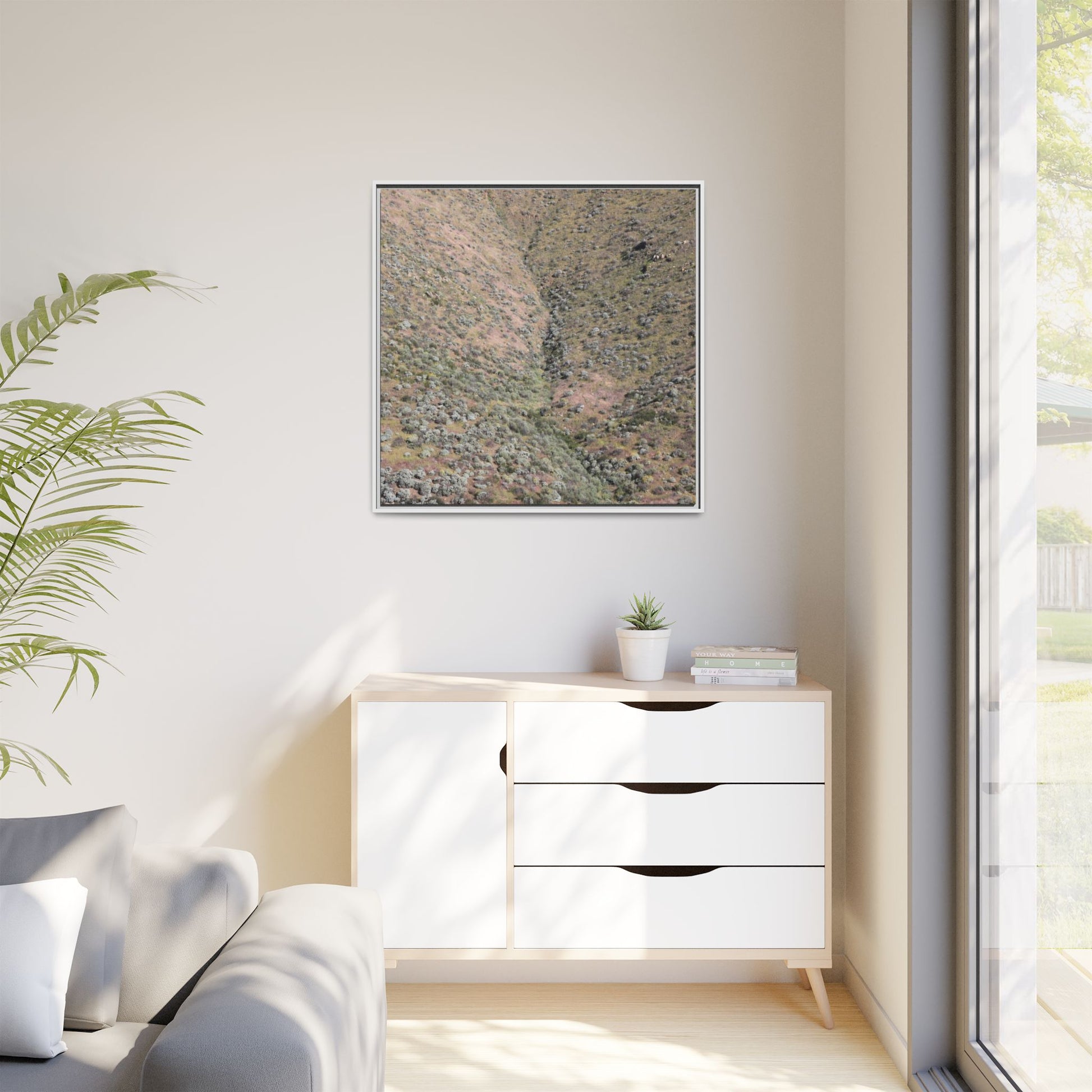 Mountain Slope with Desert Vegetation - Unique Stretched Canvas Wall Art - Art By Earth