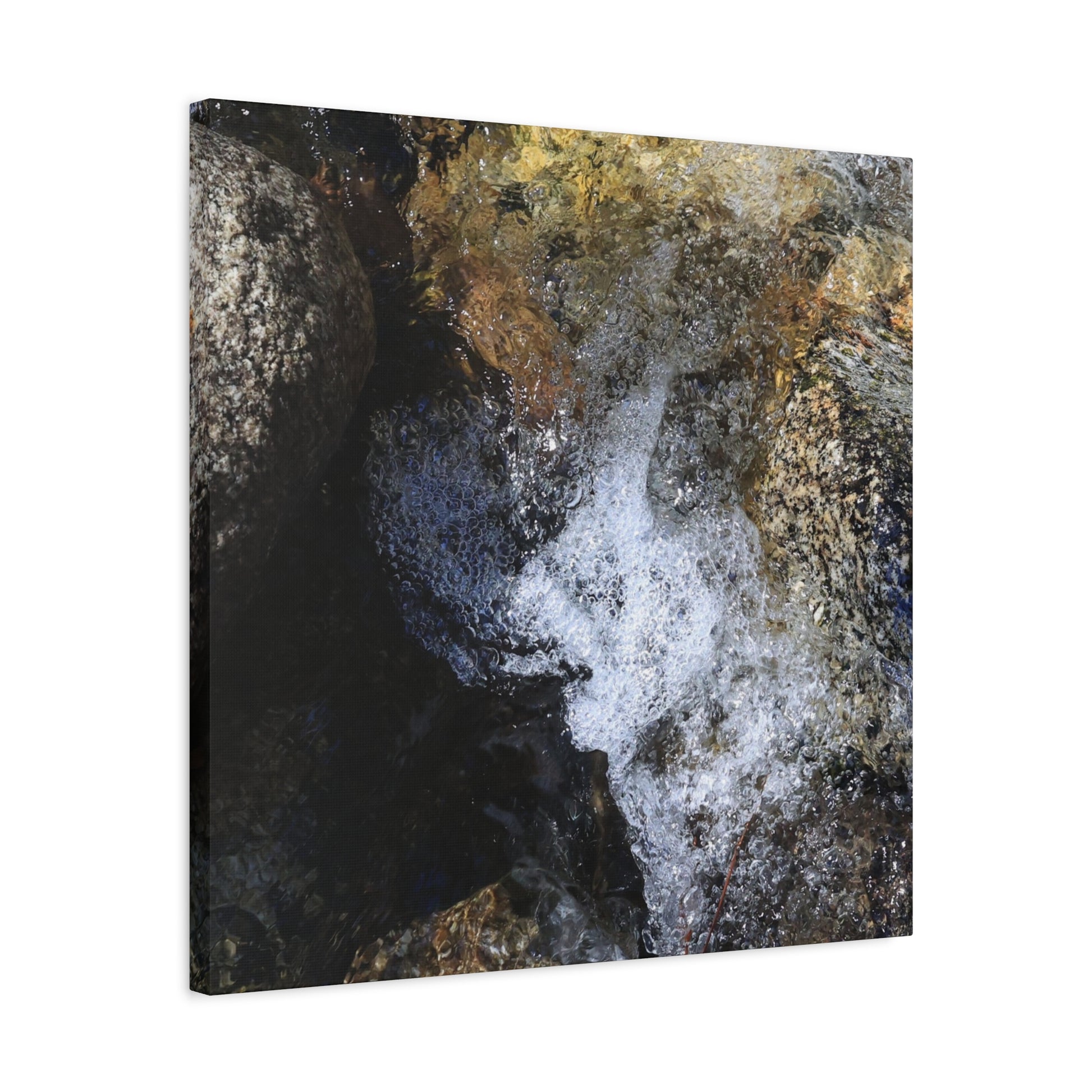Water's Whisper Between Stone - Unique Frameless Canvas Wall Art - Art By Earth