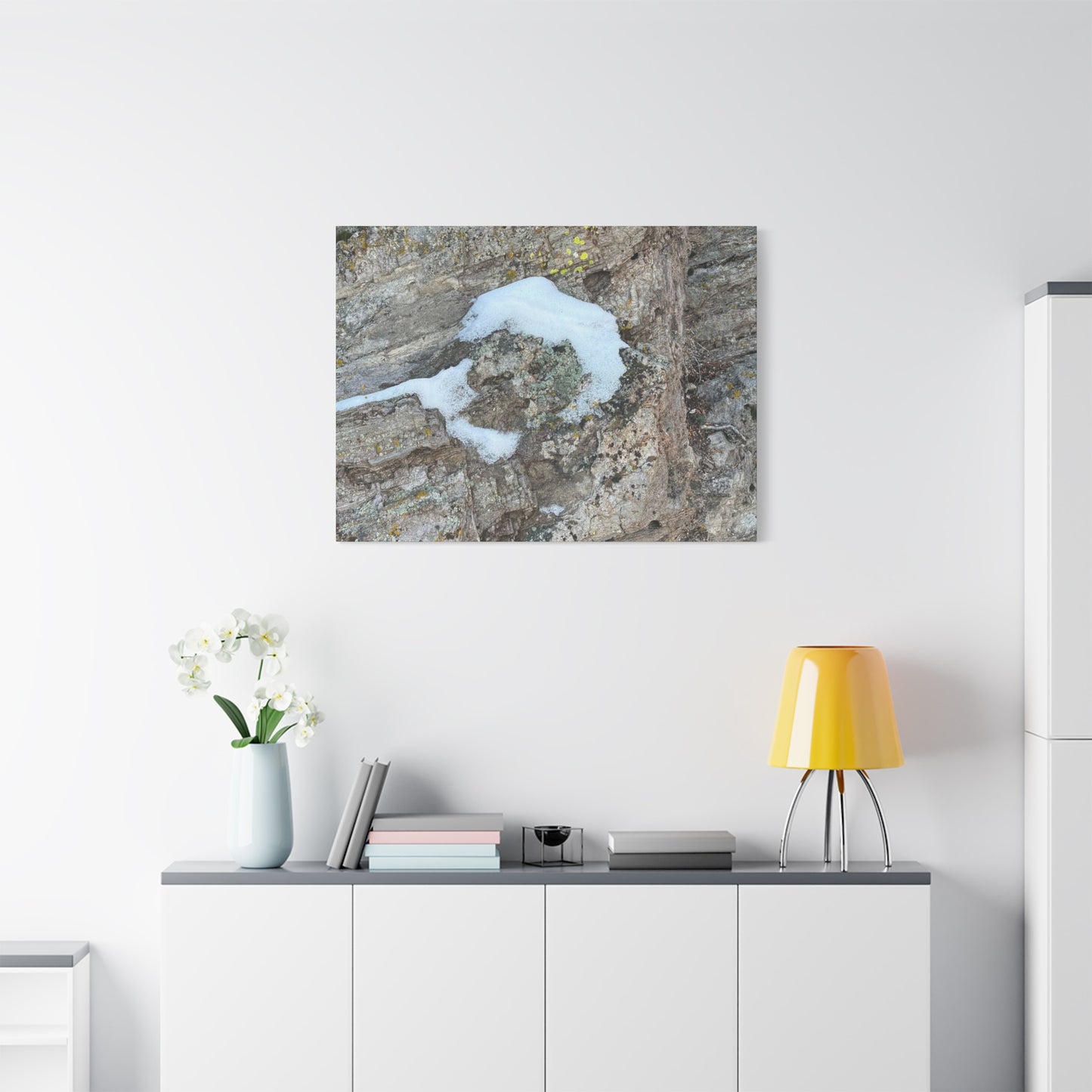 Snow on Stone - Unique Frameless Canvas Wall Art
