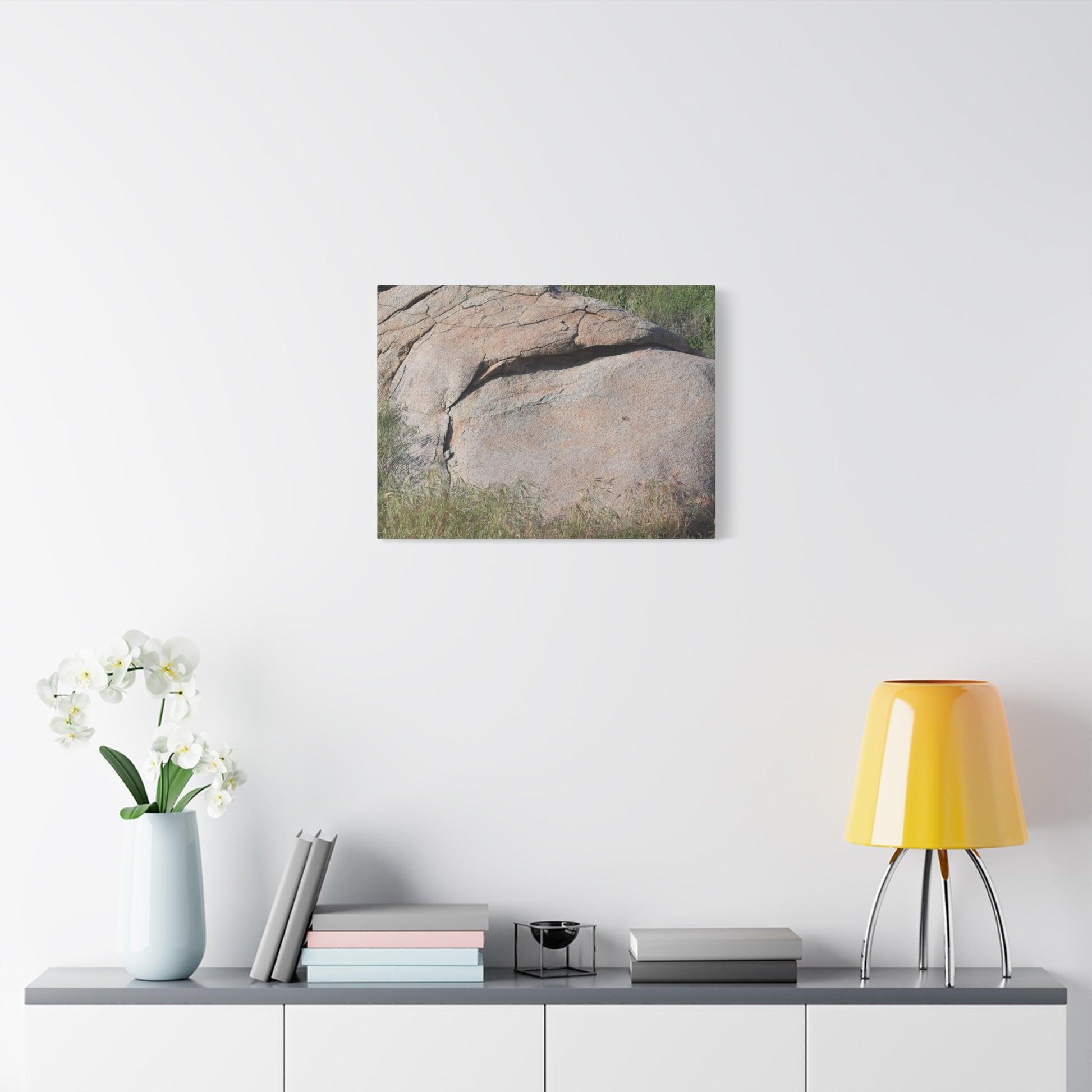 Granite Boulder in Desert Scrub - Unique Frameless Canvas Wall Art - Art By Earth