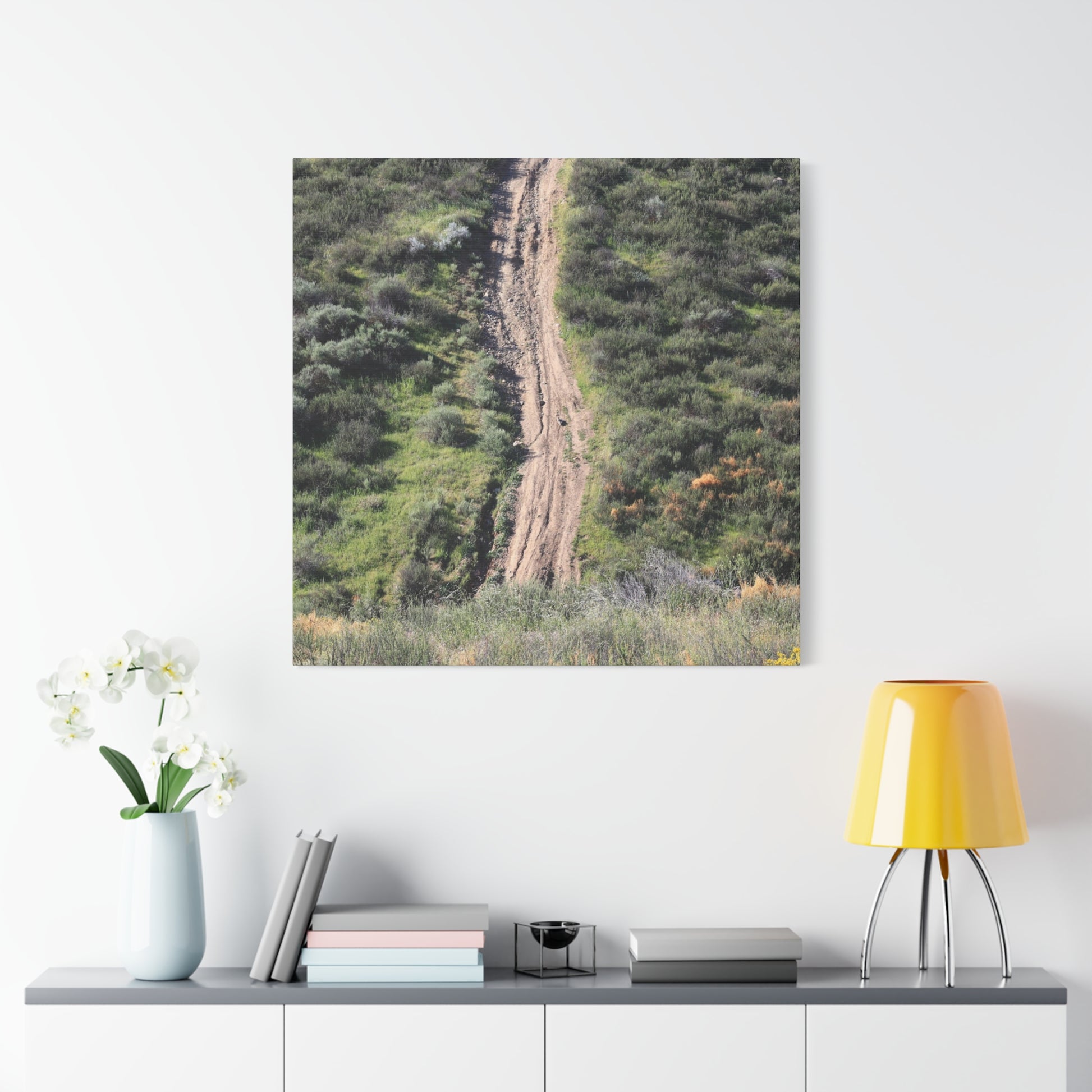 Straight Road Cutting Through Wilderness - Unique Frameless Canvas Wall Art - Art By Earth
