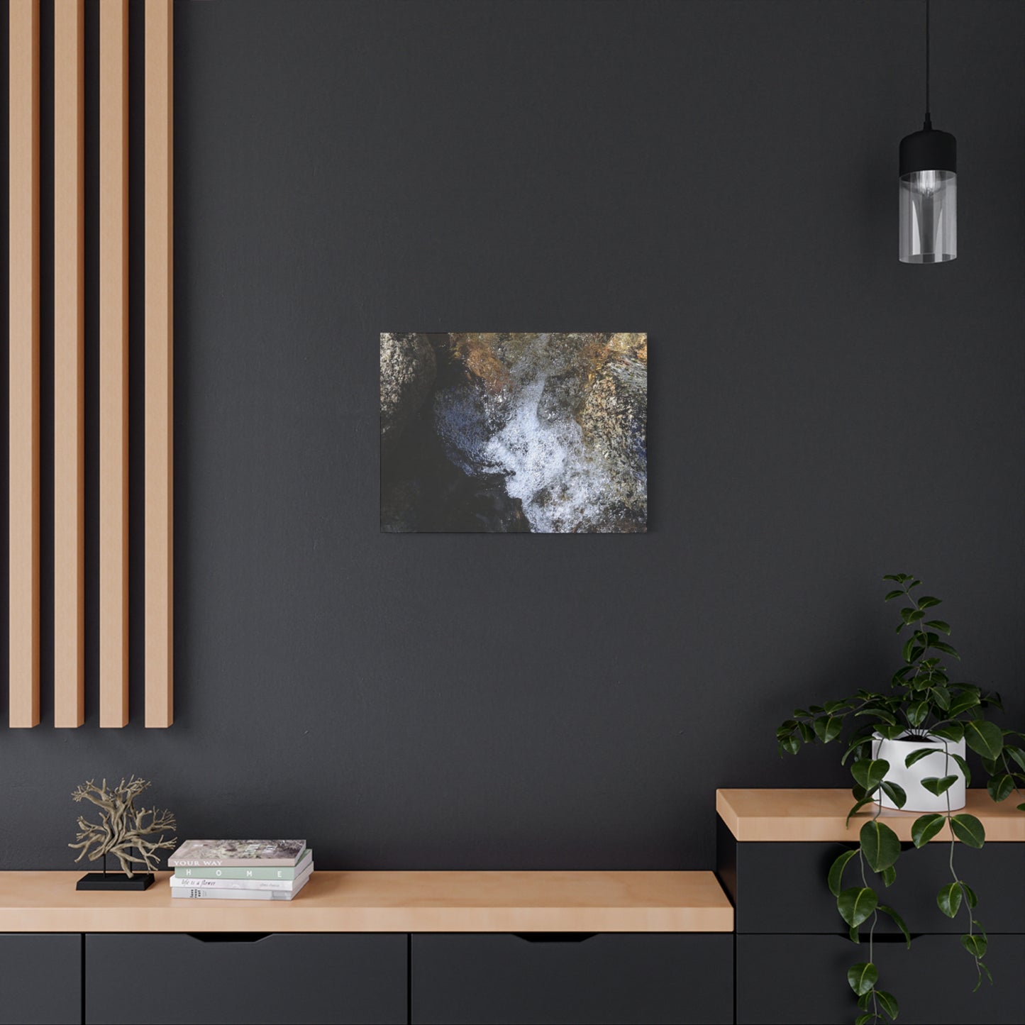 Water's Whisper Between Stone - Unique Frameless Canvas Wall Art - Art By Earth