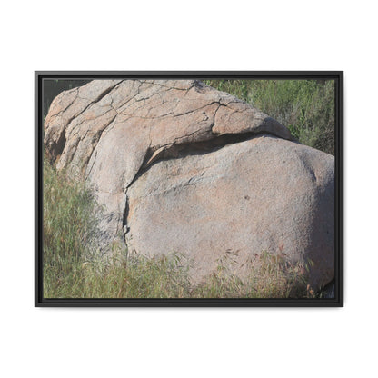 Stone Head Emerging from Earth - Unique Stretched Canvas Wall Art - Art By Earth