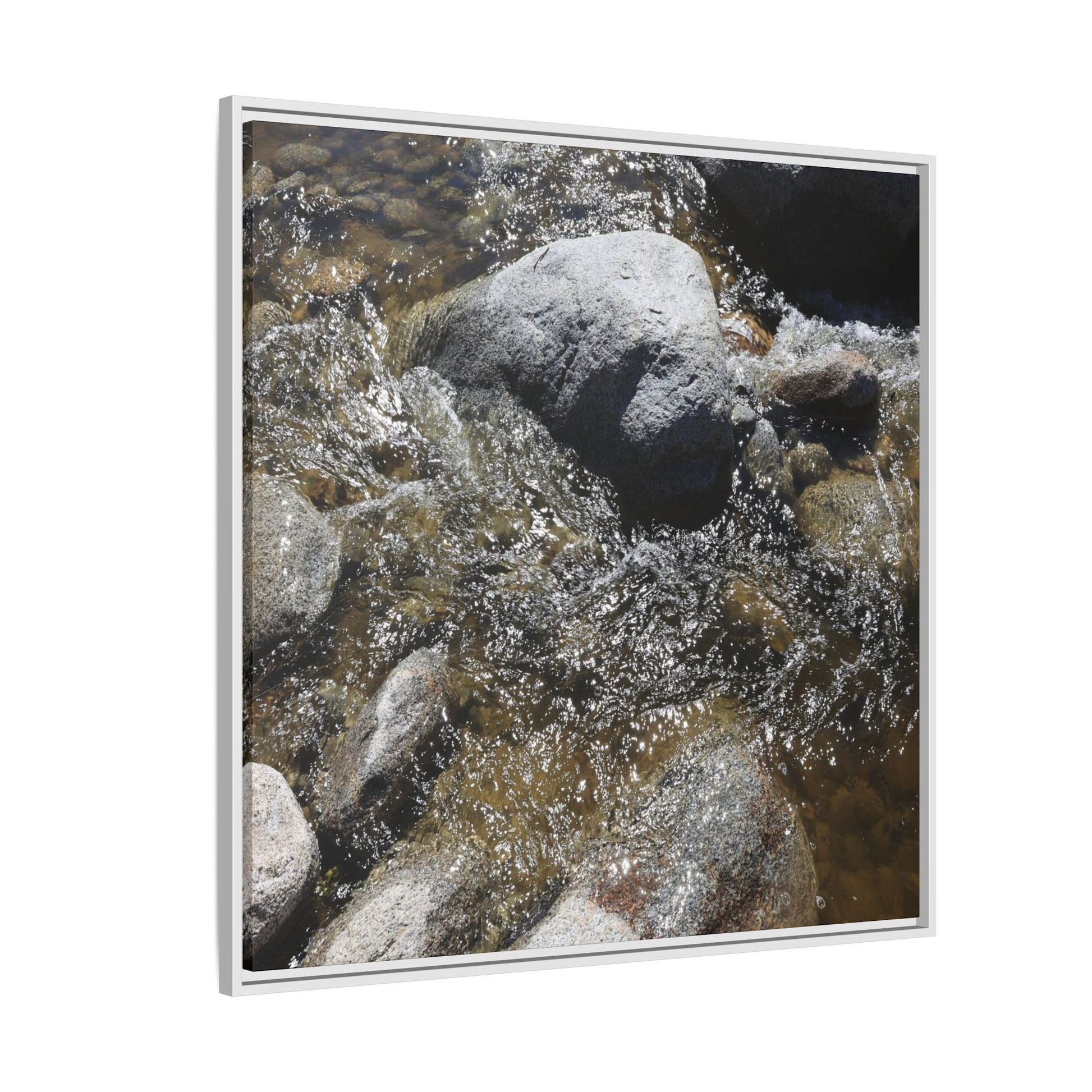 Water's Dance Over Stone - Unique Stretched Canvas Wall Art - Art By Earth