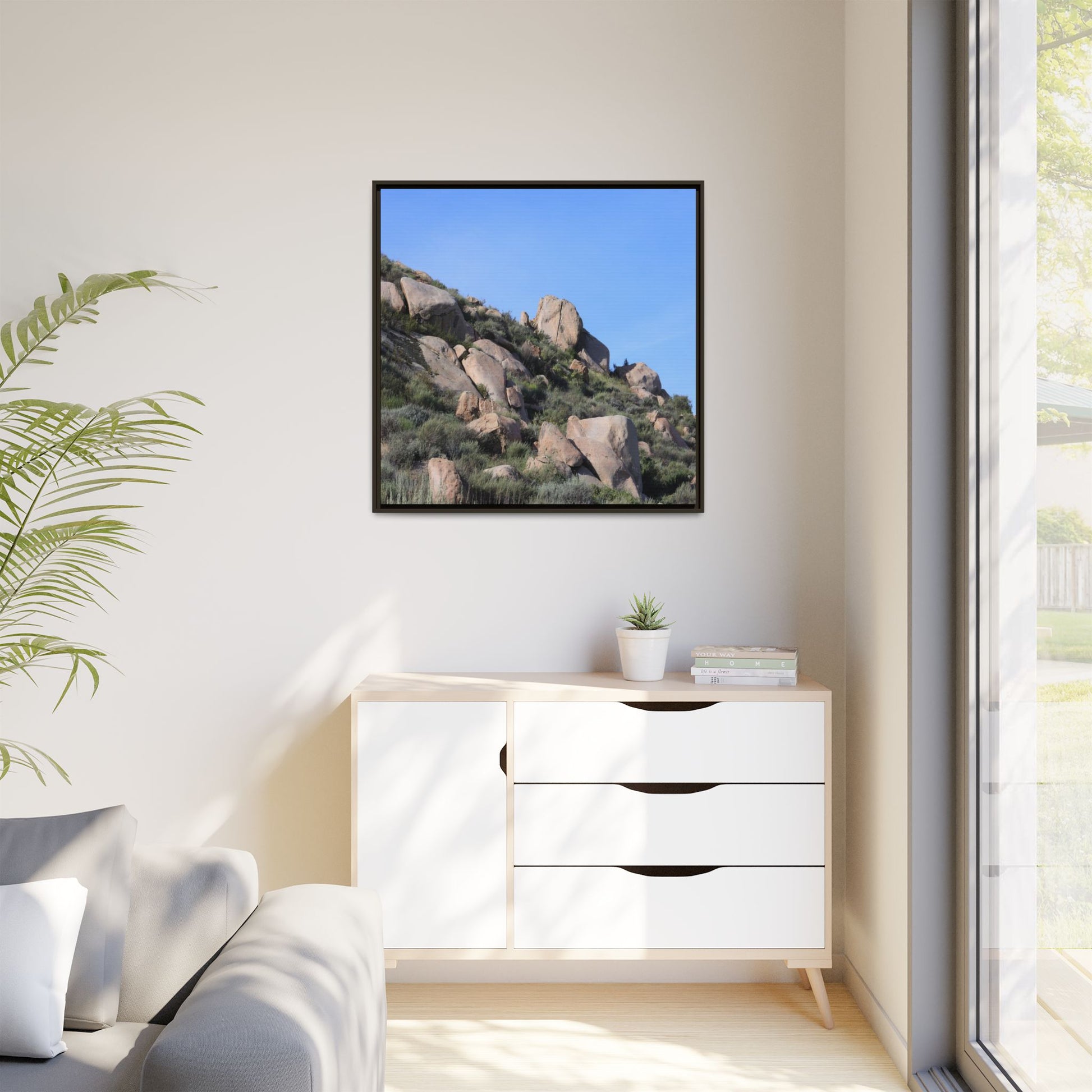 Ancient Boulders in Arid Landscape - Unique Stretched Canvas Wall Art - Art By Earth