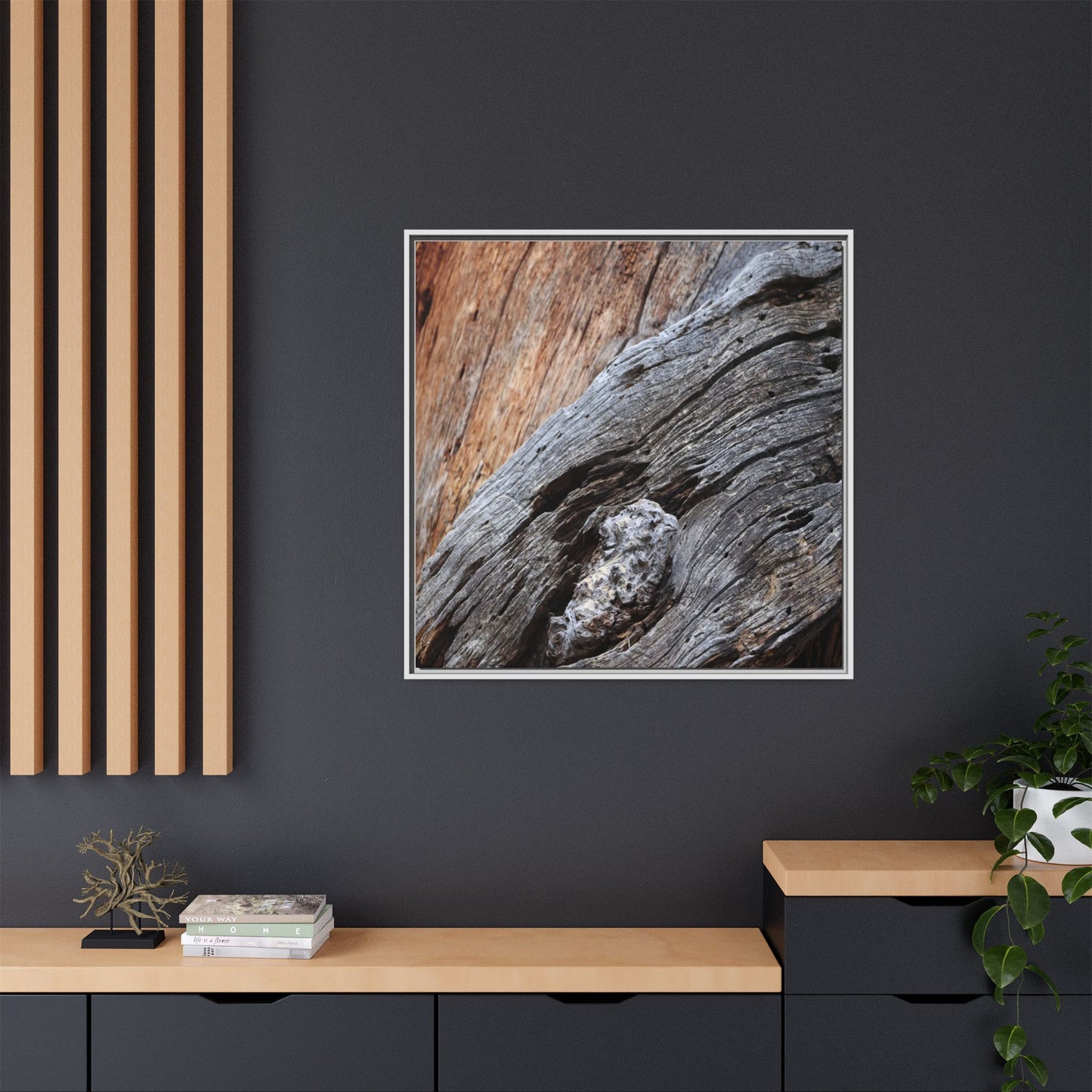 Time's Mark on Timber - Unique Stretched Canvas Wall Art - Art By Earth