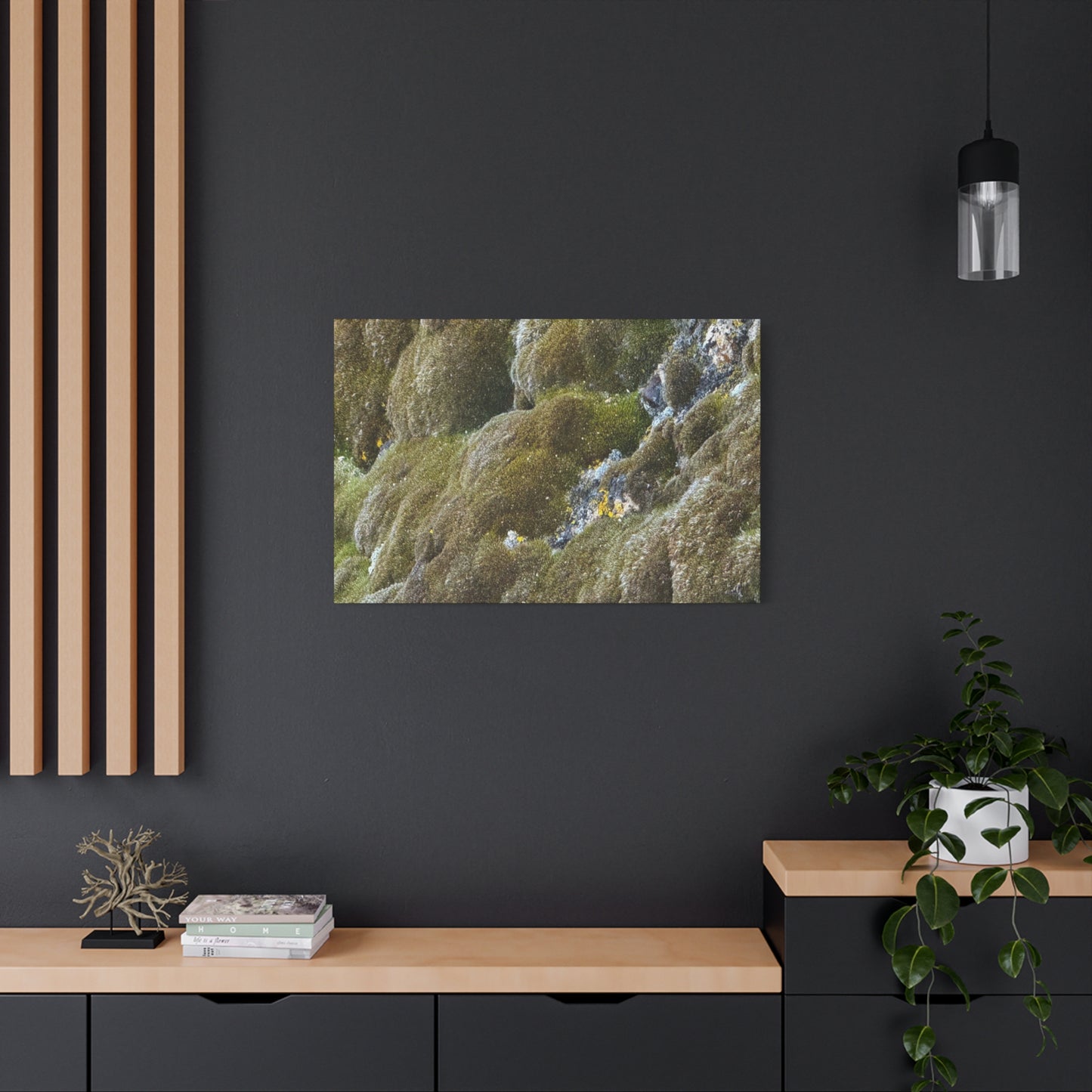 Verdant Stone Symphony - Unique Frameless Canvas Wall Art