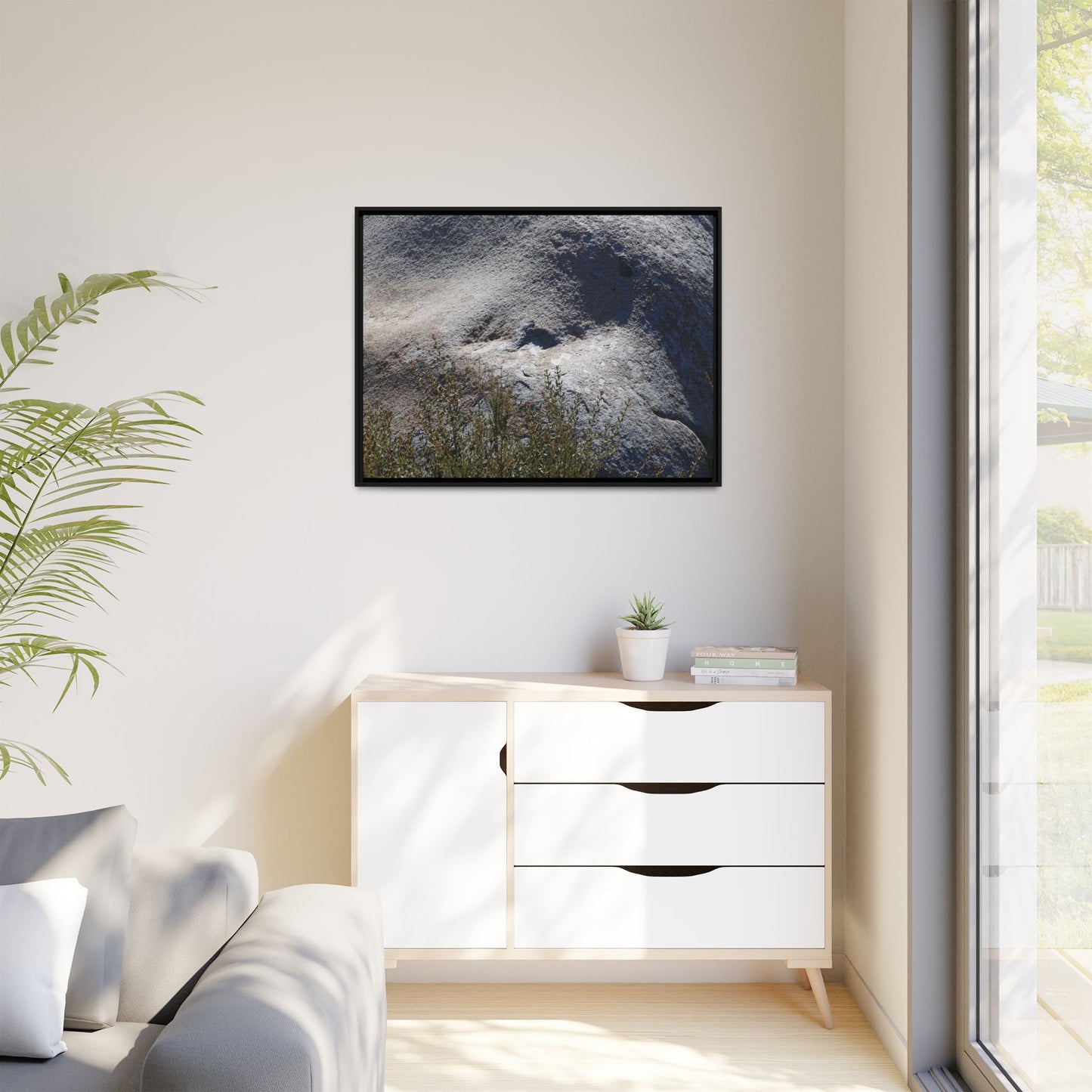 Weathered Boulder with Character - Unique Stretched Canvas Wall Art