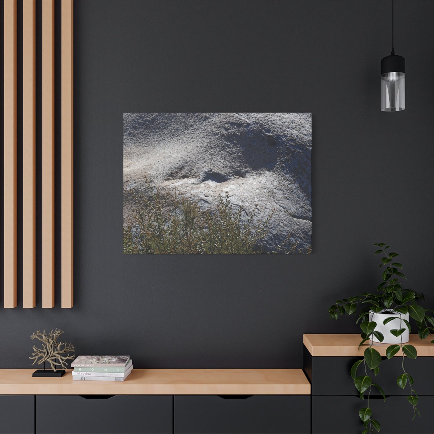 Stone Face in Nature - Unique Frameless Canvas Wall Art