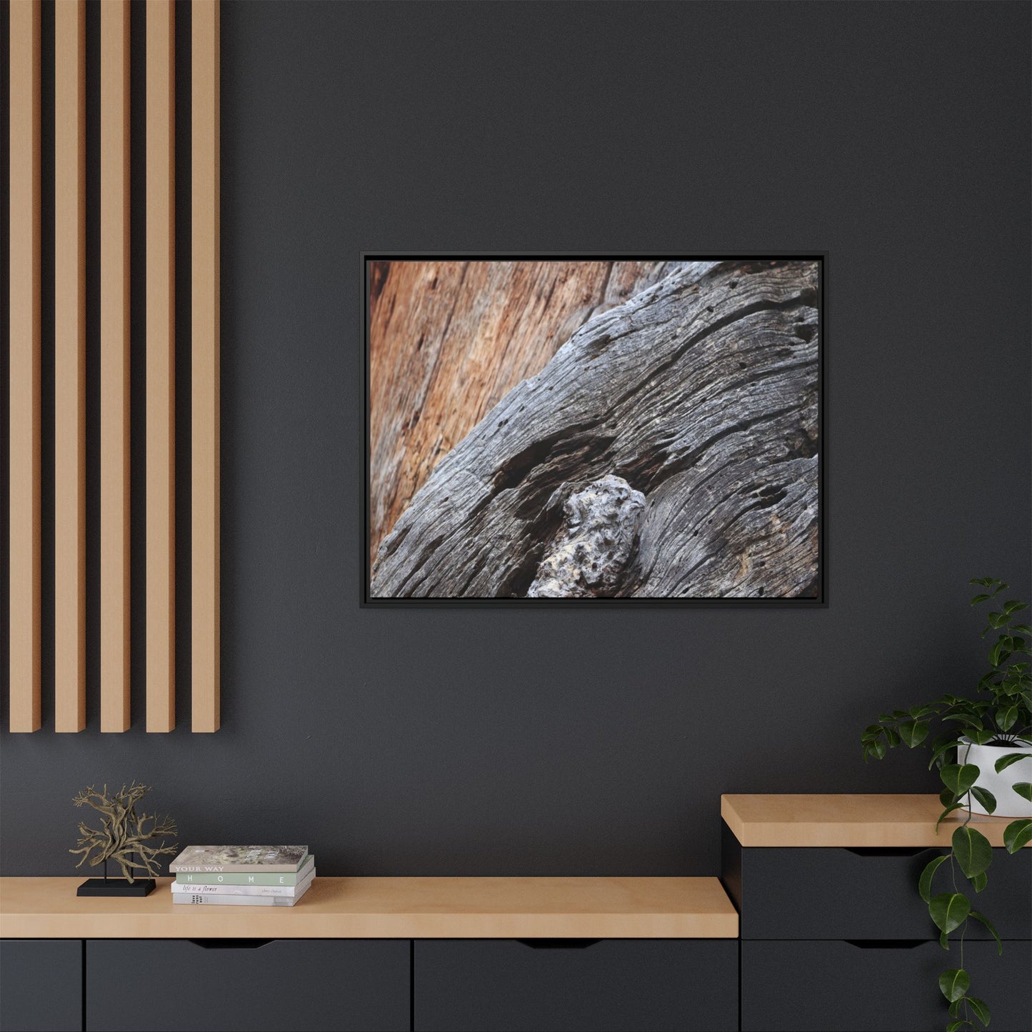 Time's Mark on Timber - Unique Stretched Canvas Wall Art - Art By Earth