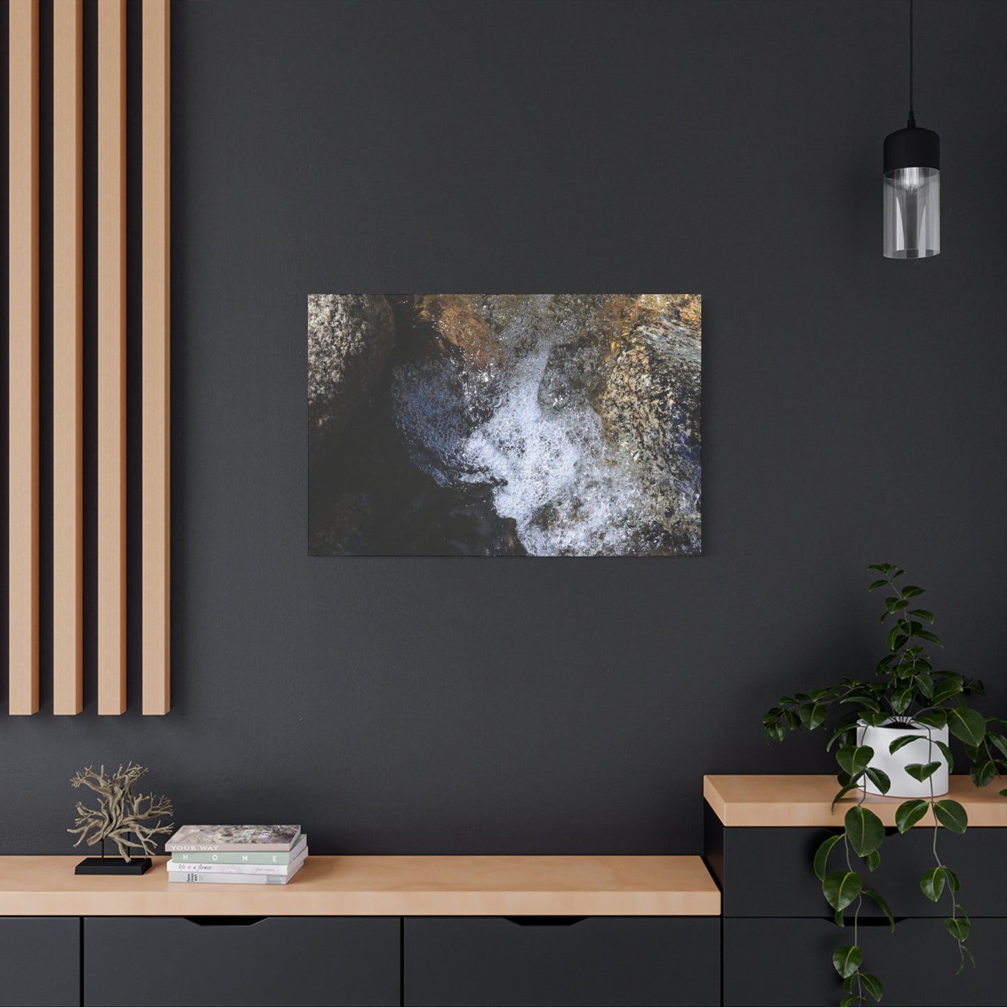Water's Whisper Between Stone - Unique Frameless Canvas Wall Art - Art By Earth