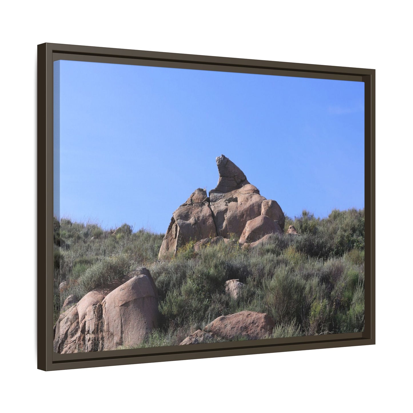 Sagebrush Landscape with Boulder Outcrop - Unique Stretched Canvas Wall Art - Art By Earth