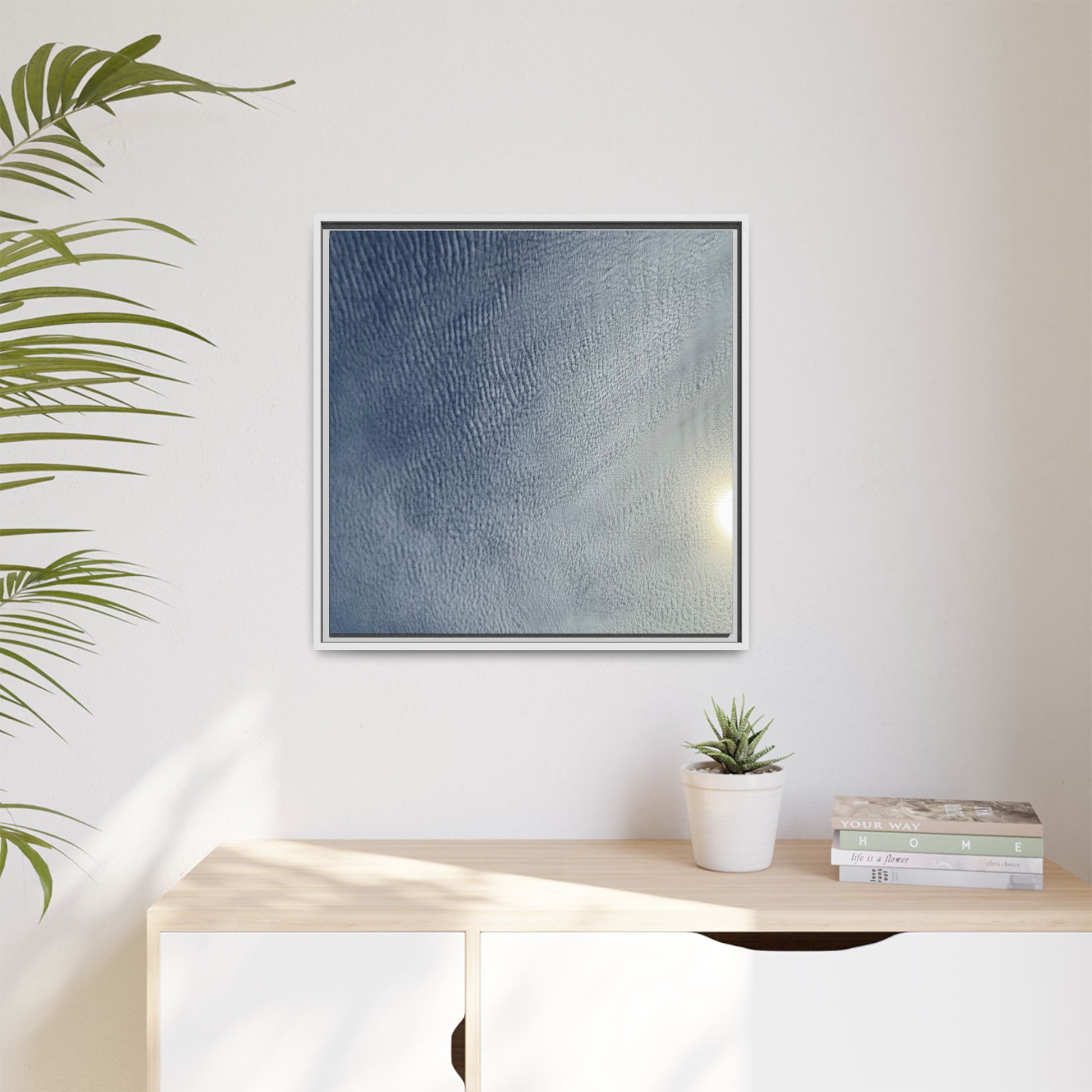 Undulating Whispers of Cerulean Stillness - Unique Stretched Canvas Wall Art - Art By Earth