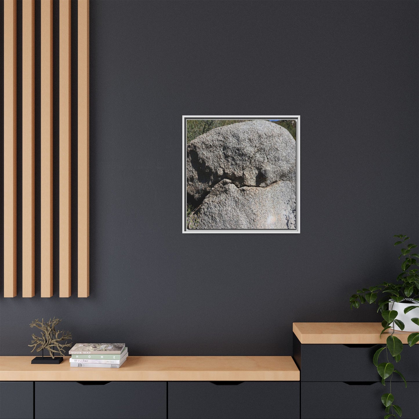 Stone Skull in Desert - Unique Stretched Canvas Wall Art