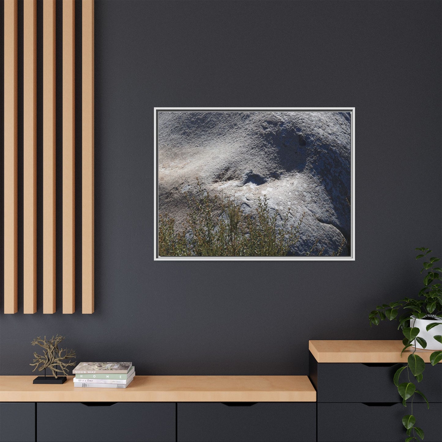 Weathered Boulder with Character - Unique Stretched Canvas Wall Art