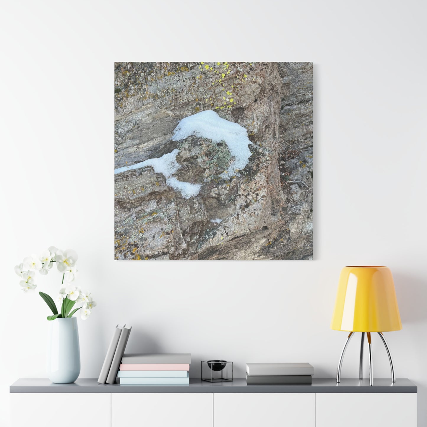 Snow on Stone - Unique Frameless Canvas Wall Art